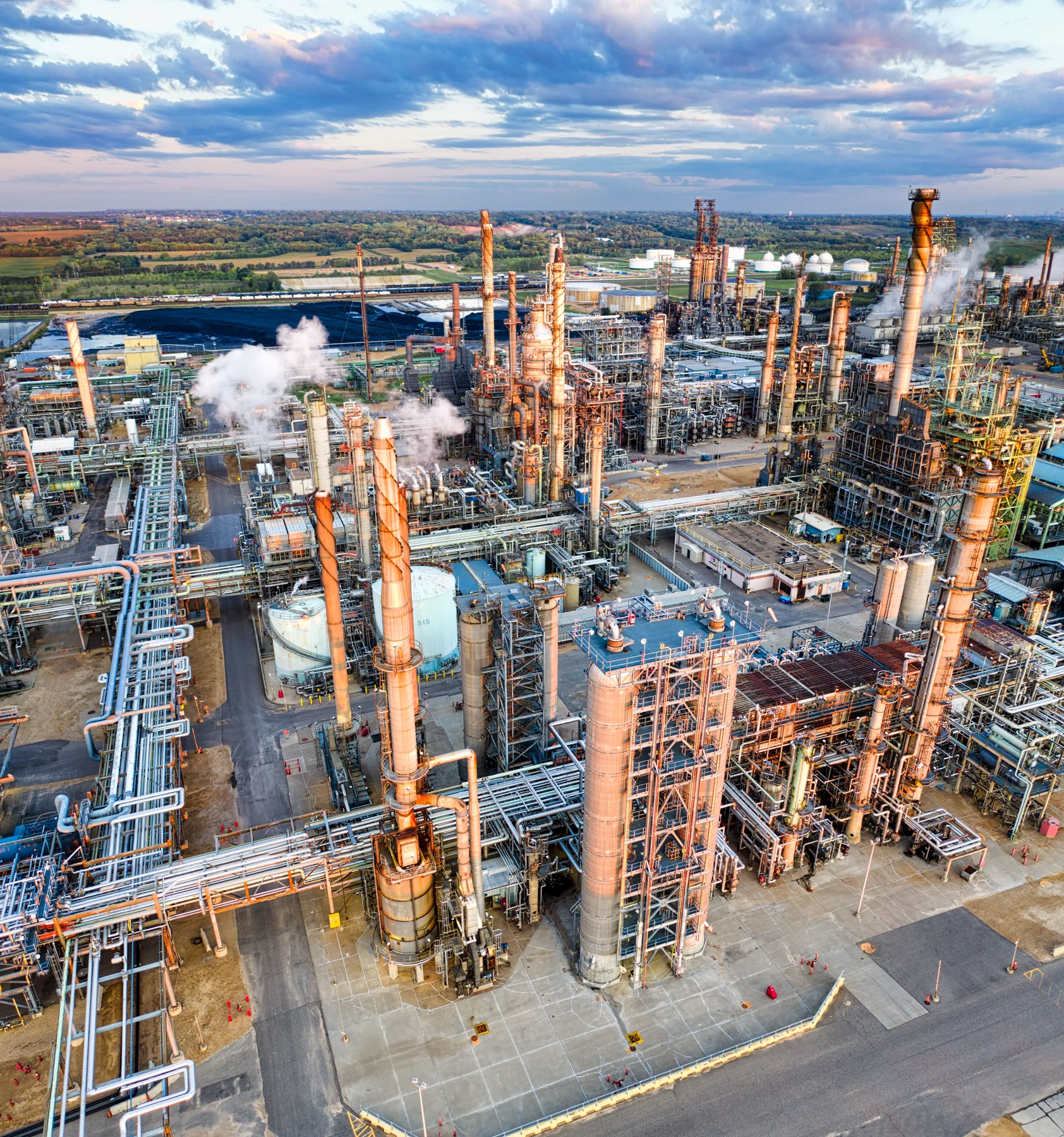 Aerial view of a large refinery