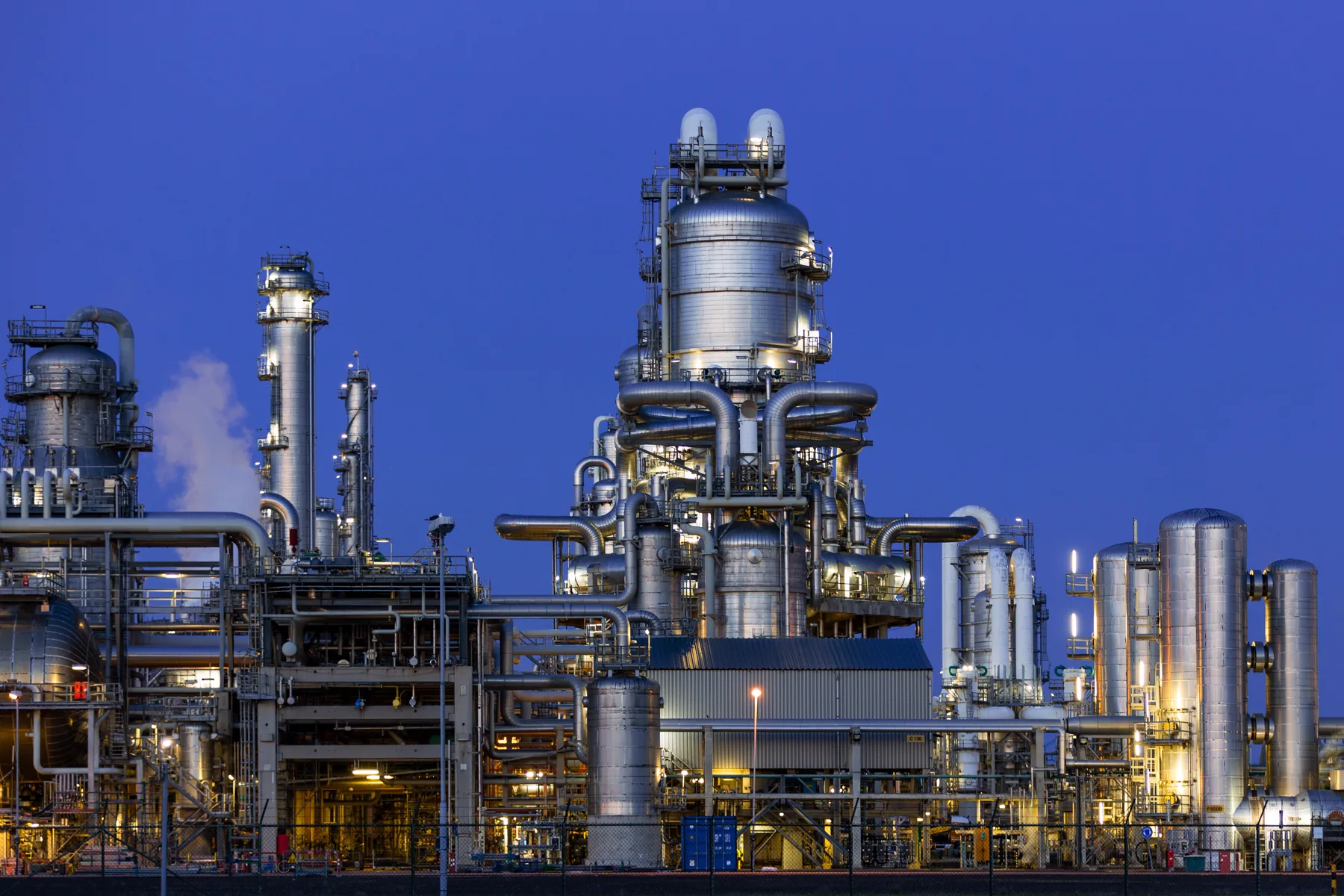 Process plant operating at dusk